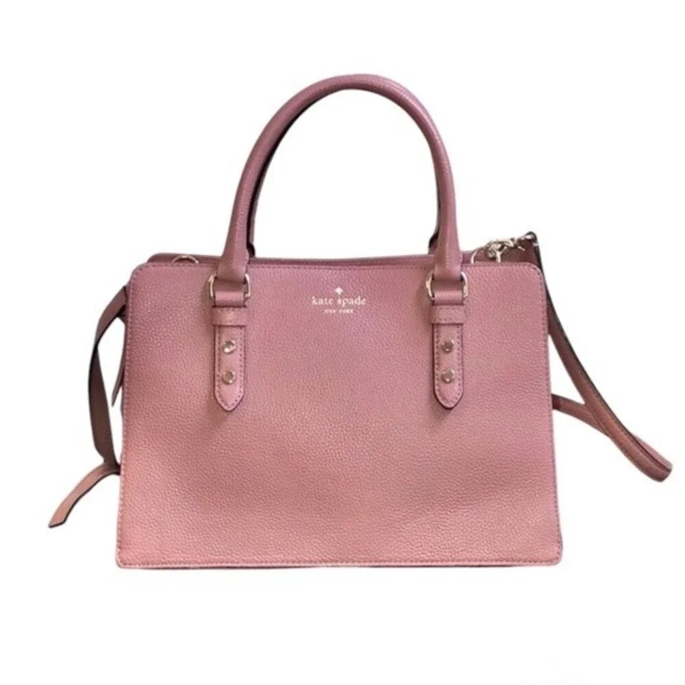 Kate Spade Mulberry Street Lise Satchel Rose Leather Convertible Crossbody Bag
